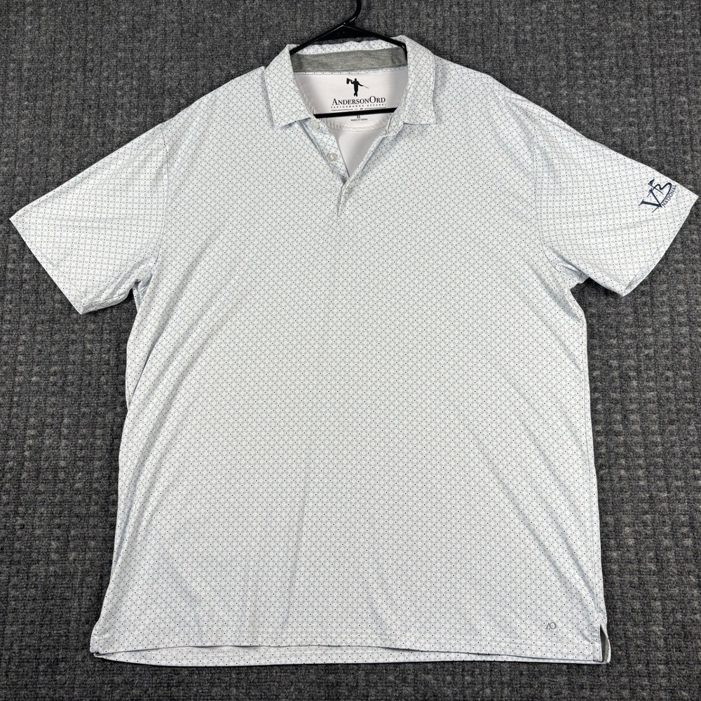 AndersonOrd Performance Golf Polo Shirt VB National Logo XL Blue White Geometric